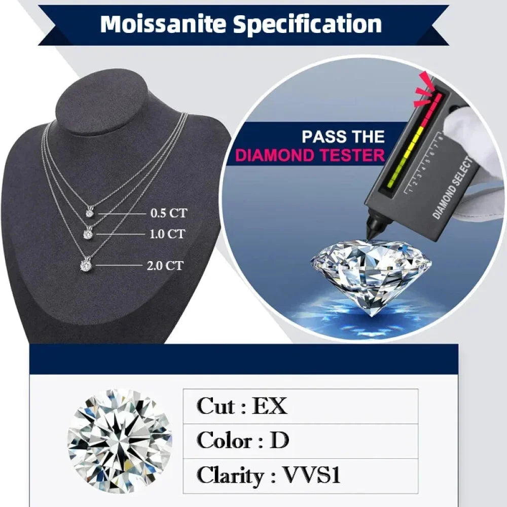 Porte-Bonheur - Collier fer à cheval en argent sterling avec moissanite étincelante