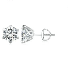Puces d'oreilles rayonnantes en moissanite | Coupe ronde couleur D, argent 925 plaqué or