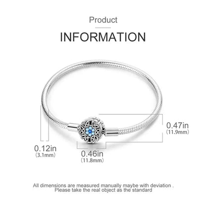 Bracelet en argent sterling flocon de neige celtique avec zircone cubique bleue