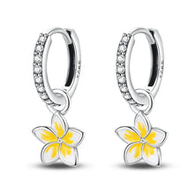 Boucles d'oreilles créoles en argent sterling Plumeria paradis tropical