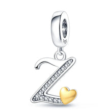 Breloque initiale en argent sterling 925 avec strass cubiques