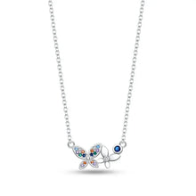 Collier pendentif papillon vibrant en argent sterling