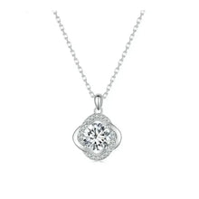 Collier pendentif Trèfle porte-bonheur en argent sterling et moissanite 1 carat