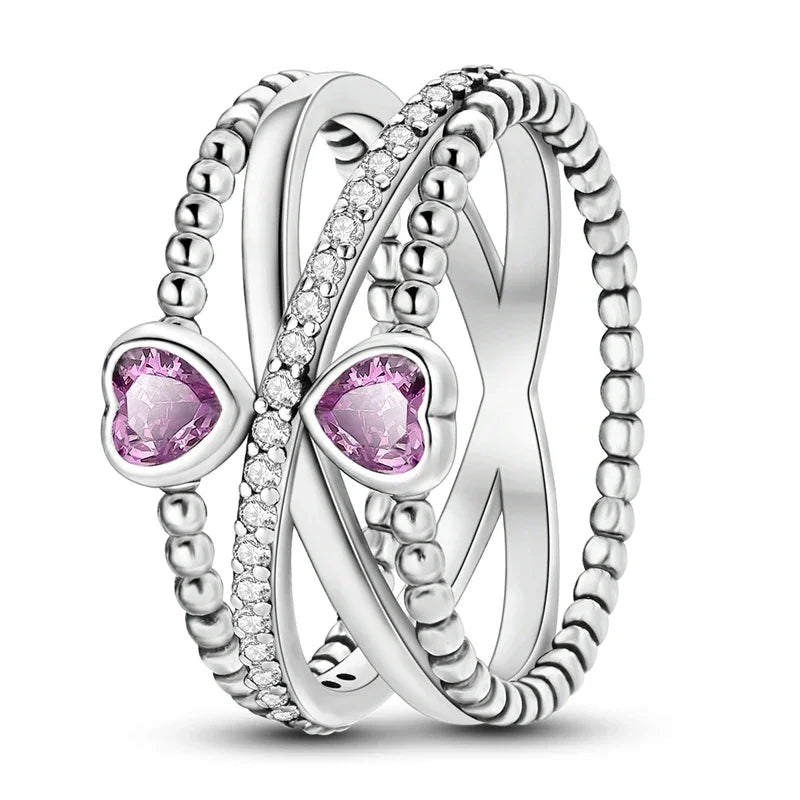 Bague Cœur Double Infini en Argent Sterling 925