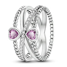 925 Sterling Silver Double Heart Infinity Ring