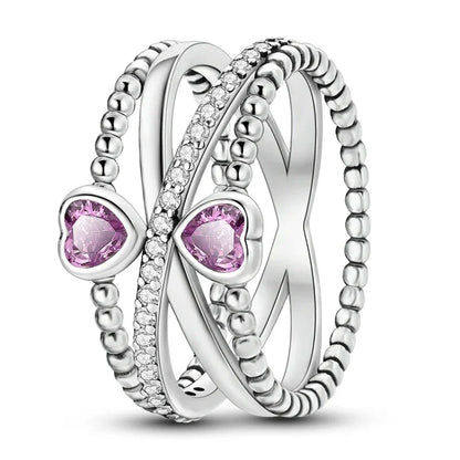 Bague Cœur Double Infini en Argent Sterling 925