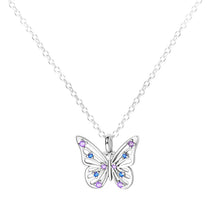 Azure and Lavender Butterfly Sterling Silver Necklace