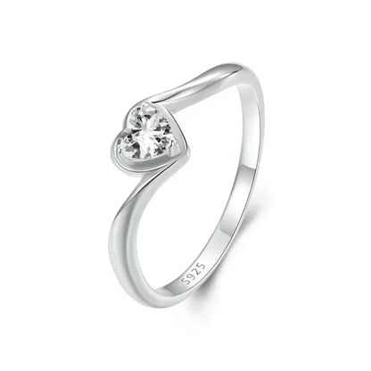 Bague Solitaire Cœur Moissanite en Argent Sterling 925