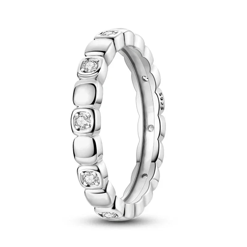 Bague carrée en cristal en argent sterling