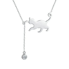 Breathtaking 925 Sterling Silver Cat Necklace | Elegant Pendant Collarbone Jewelry Scn232 In 3 Colors
