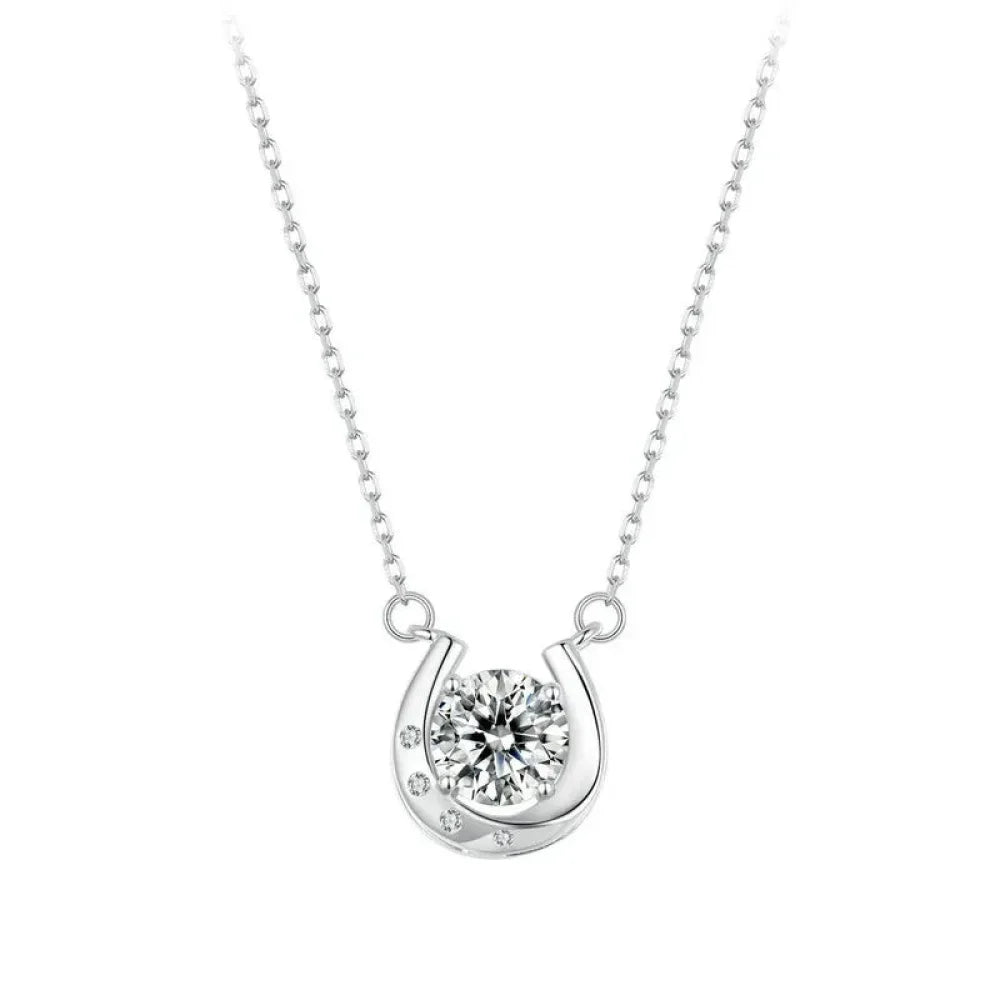 Porte-Bonheur - Collier fer à cheval en argent sterling avec moissanite étincelante