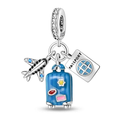 Breloque de voyage en argent sterling Passeport pour l'aventure