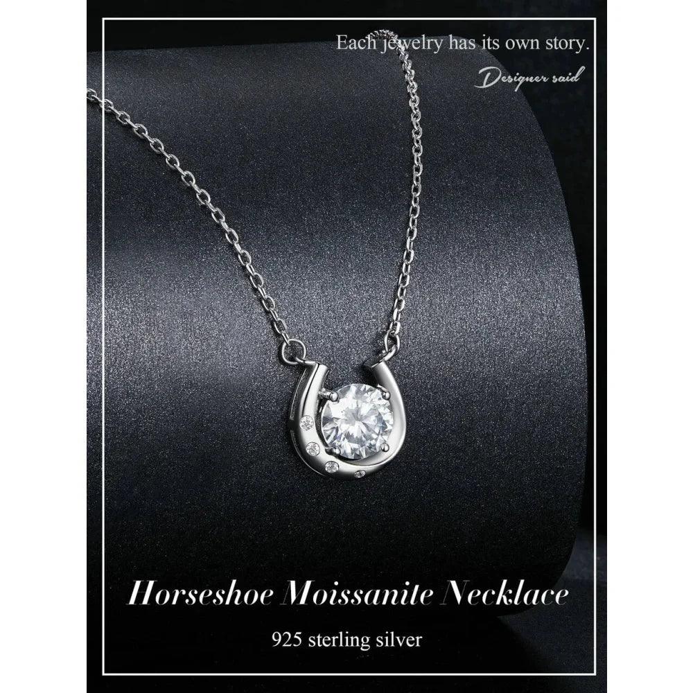 Porte-Bonheur - Collier fer à cheval en argent sterling avec moissanite étincelante