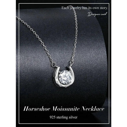 Porte-Bonheur - Collier fer à cheval en argent sterling avec moissanite étincelante