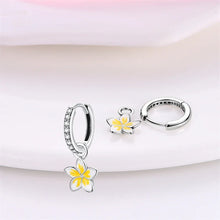 Boucles d'oreilles créoles en argent sterling Plumeria paradis tropical