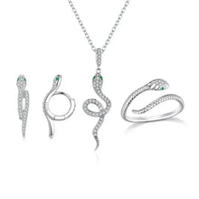 Beauté captivante : Parure de bijoux serpent vintage en argent sterling avec cristaux