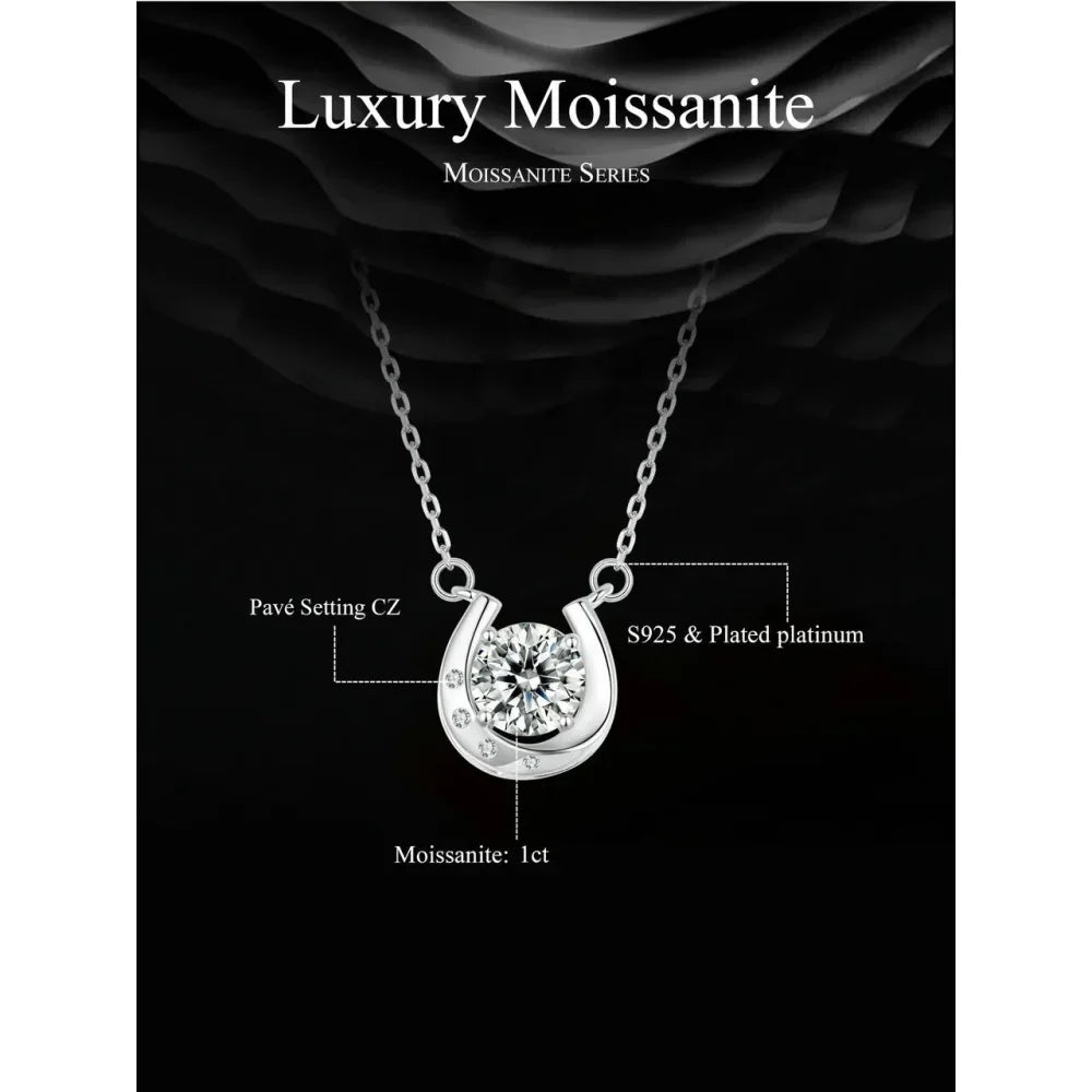 Porte-Bonheur - Collier fer à cheval en argent sterling avec moissanite étincelante