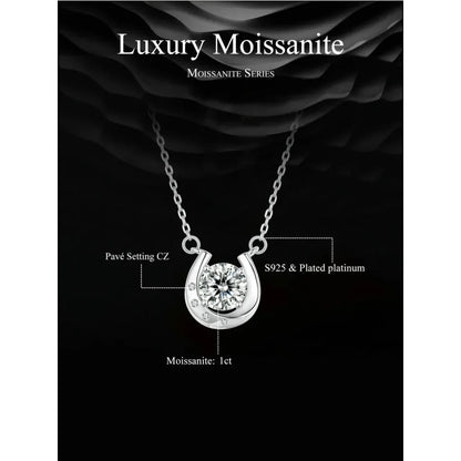 Porte-Bonheur - Collier fer à cheval en argent sterling avec moissanite étincelante