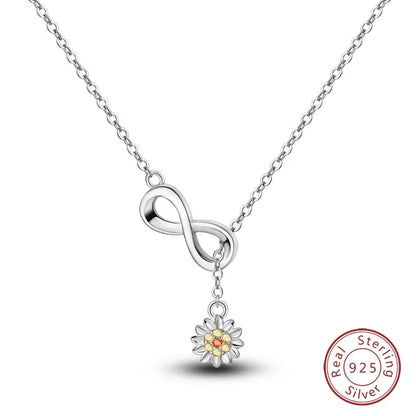Collier infini en argent sterling "Endless Sunshine" avec tournesol