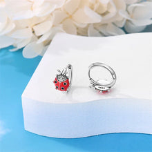 Boucles d'oreilles créoles coccinelle en argent sterling avec oxydes de zirconium