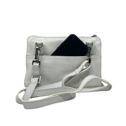 Small White Genuine Leather Wallet Handbag, Carmen