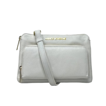 Small White Genuine Leather Wallet Handbag, Carmen