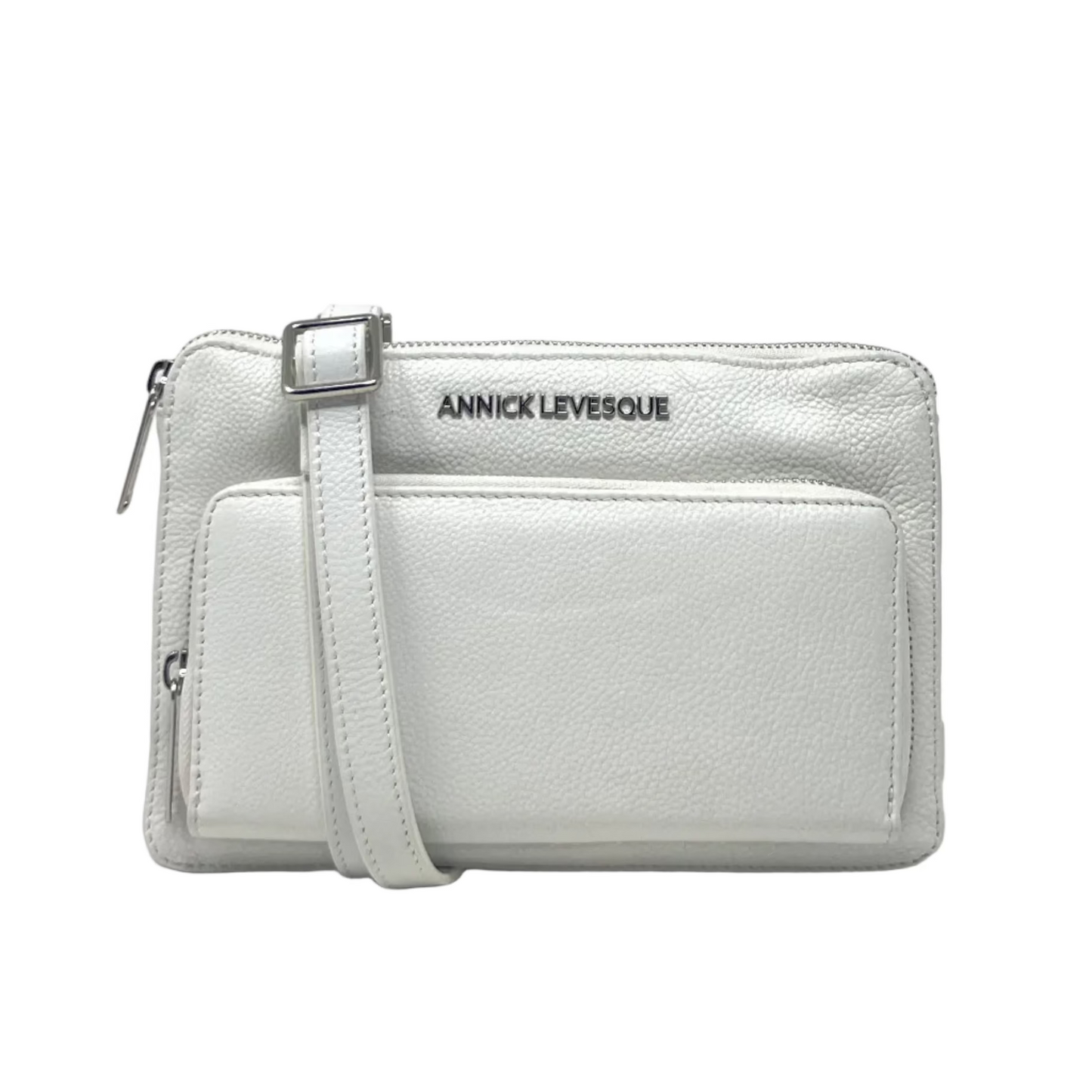 Small White Genuine Leather Wallet Handbag, Carmen