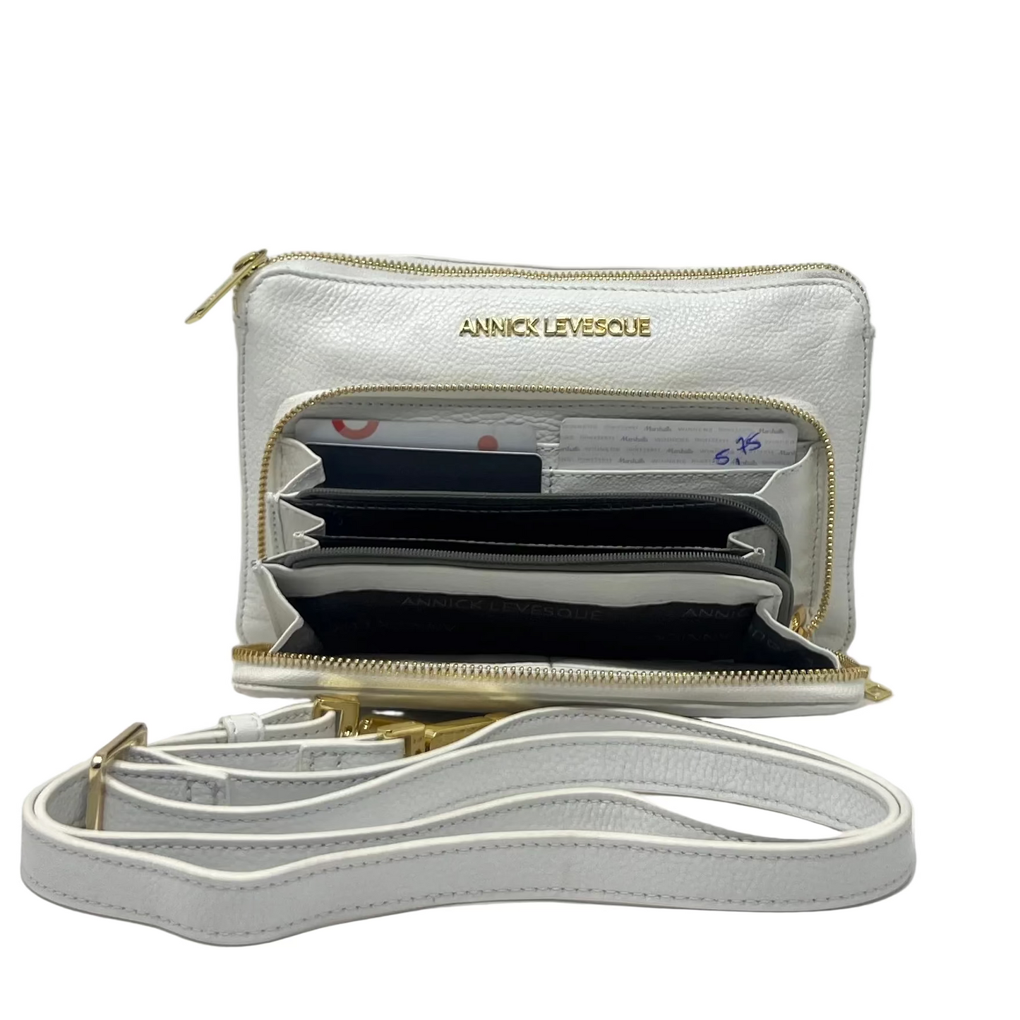 Small White Genuine Leather Wallet Handbag, Carmen