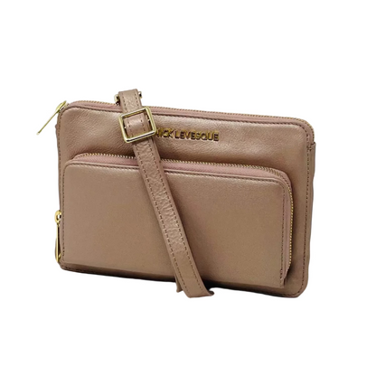 Small Platinum Pink Genuine Leather Handbag-Wallet, Carmen