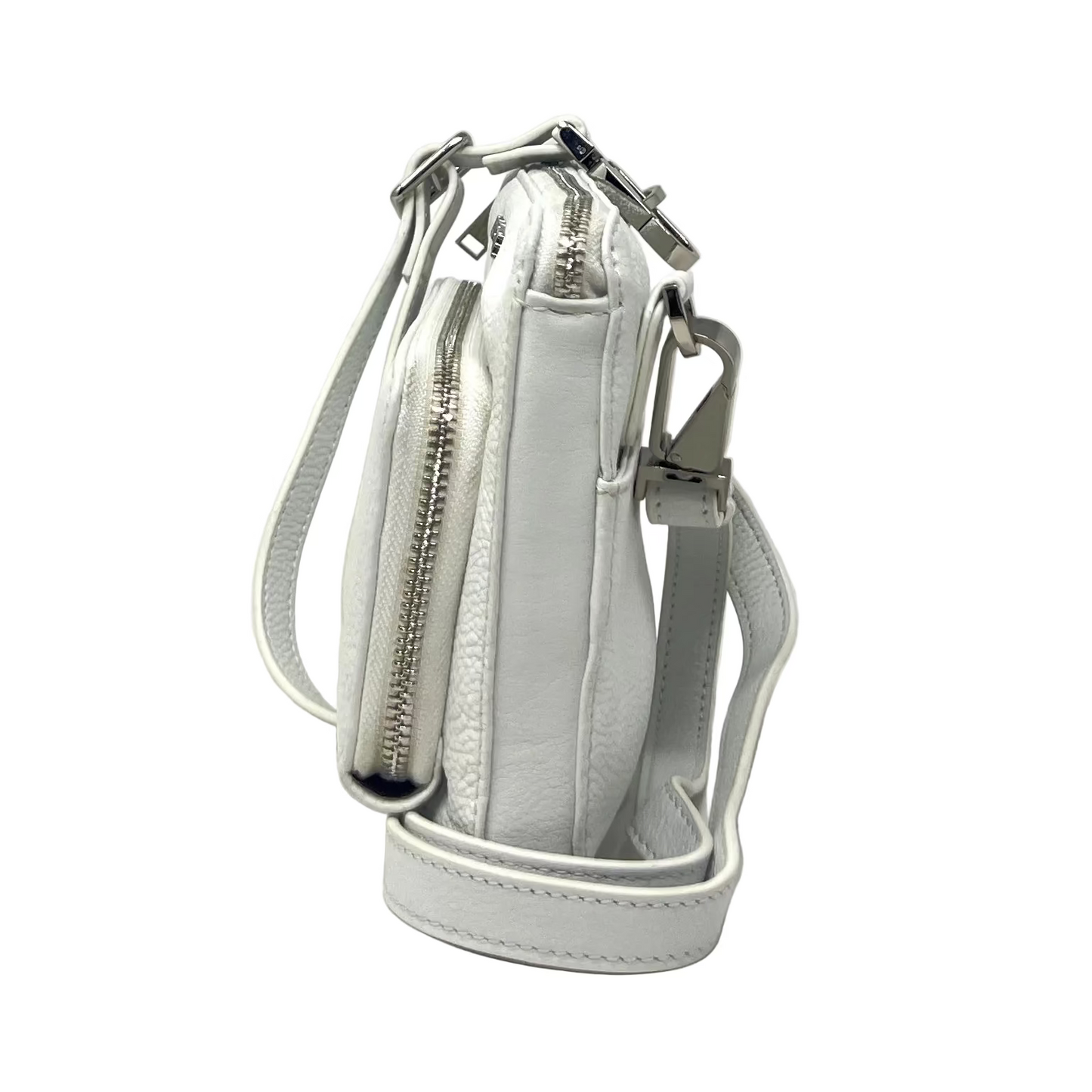 Small White Genuine Leather Wallet Handbag, Carmen