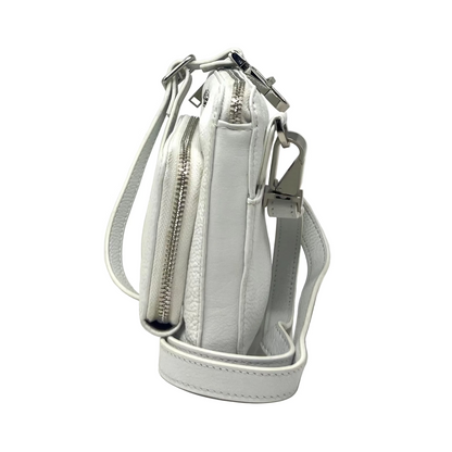 Small White Genuine Leather Wallet Handbag, Carmen