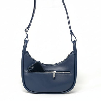 Navy Blue Leather Crossbody Bag | Sabrina