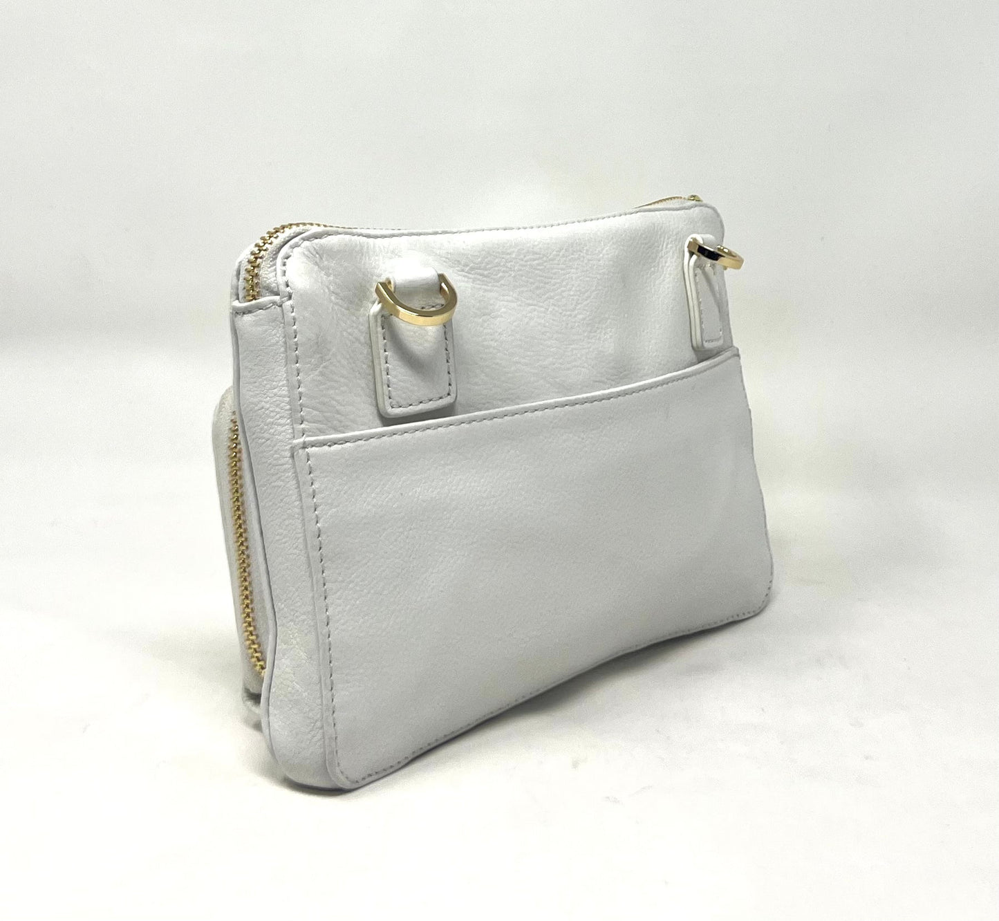 Small White Genuine Leather Wallet Handbag, Carmen