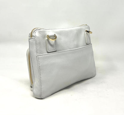 Small White Genuine Leather Wallet Handbag, Carmen