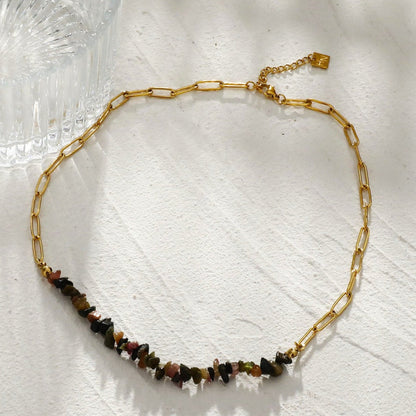 SALINAS Collier avec chaîne maillons trombone et combinaison de pierres précieuses TOURMALINE