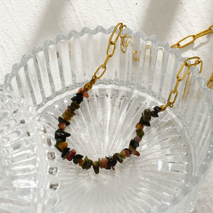 SALINAS Collier avec chaîne maillons trombone et combinaison de pierres précieuses TOURMALINE