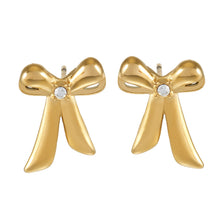 SAMANTHA Gold : Boucles d'oreilles clous nœud avec zircone solitaire – Bijoux quotidiens délicats et chics