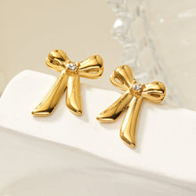 SAMANTHA Gold : Boucles d'oreilles clous nœud avec zircone solitaire – Bijoux quotidiens délicats et chics
