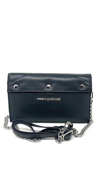 Black leather handbag | Sandrine