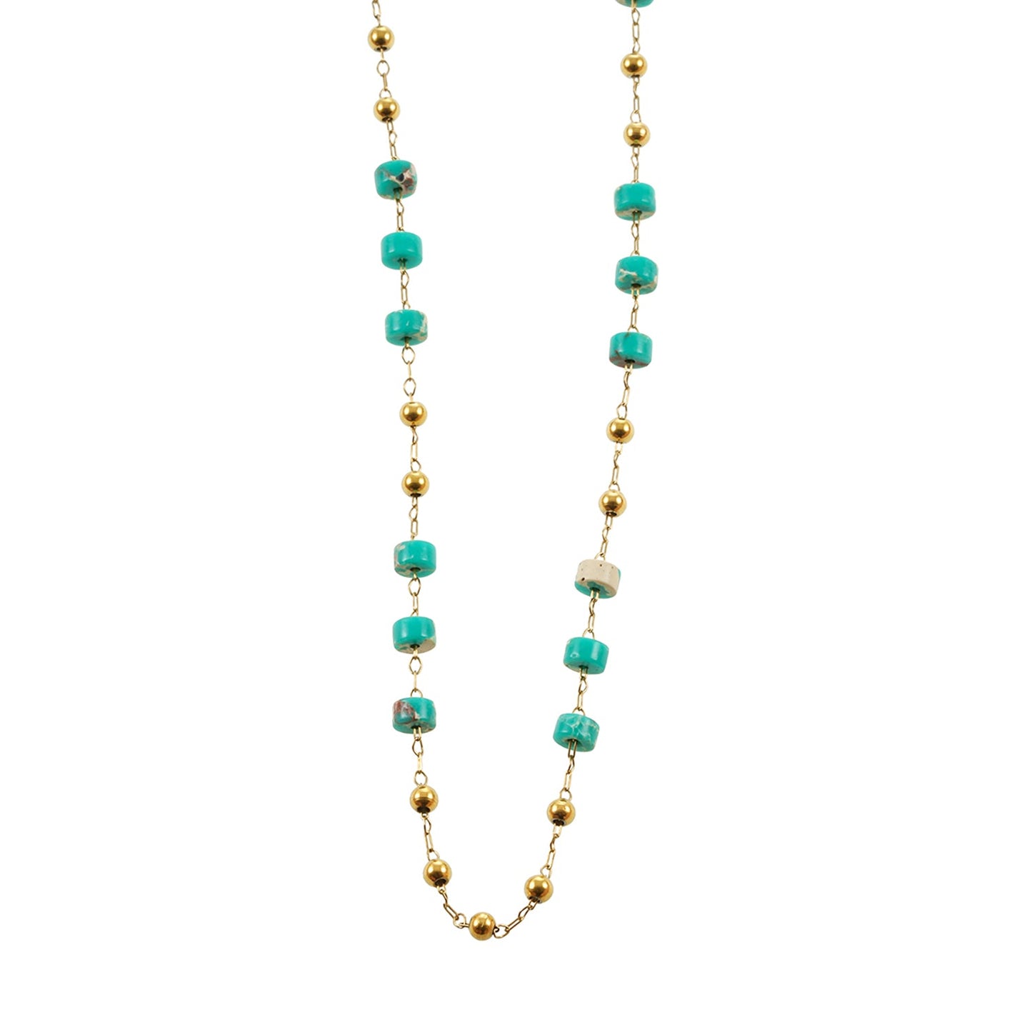 SANTA CRUZ Bleu : Collier Chaîne Perles Or et Pierres Naturelles
