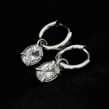 SEDONA Argent (Or Blanc) : Mini Créoles avec Pendentif Zircon cubique (CZ) serti Clos