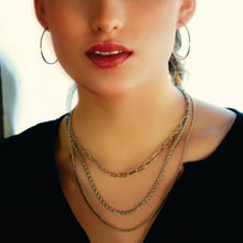 SELENE: Triple Layer Mixed Chain Necklace in Silver Toned White Gold