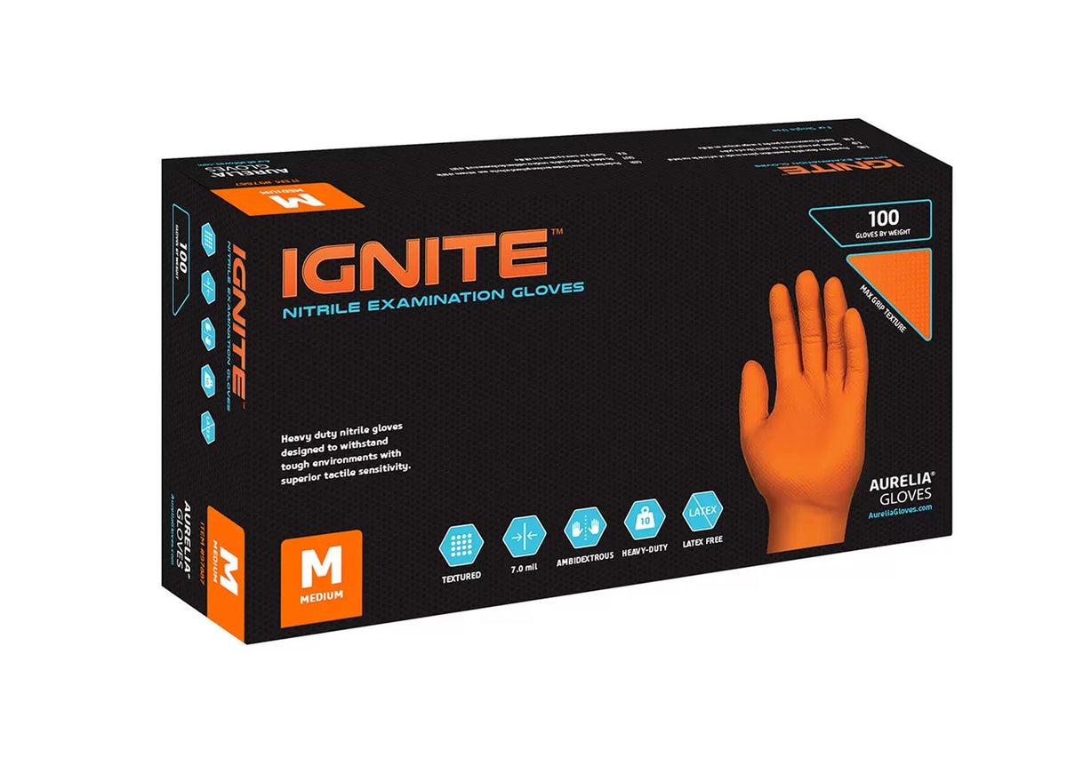 Aurelia Nitrile Ignite Orange Gloves 7.0 mil
