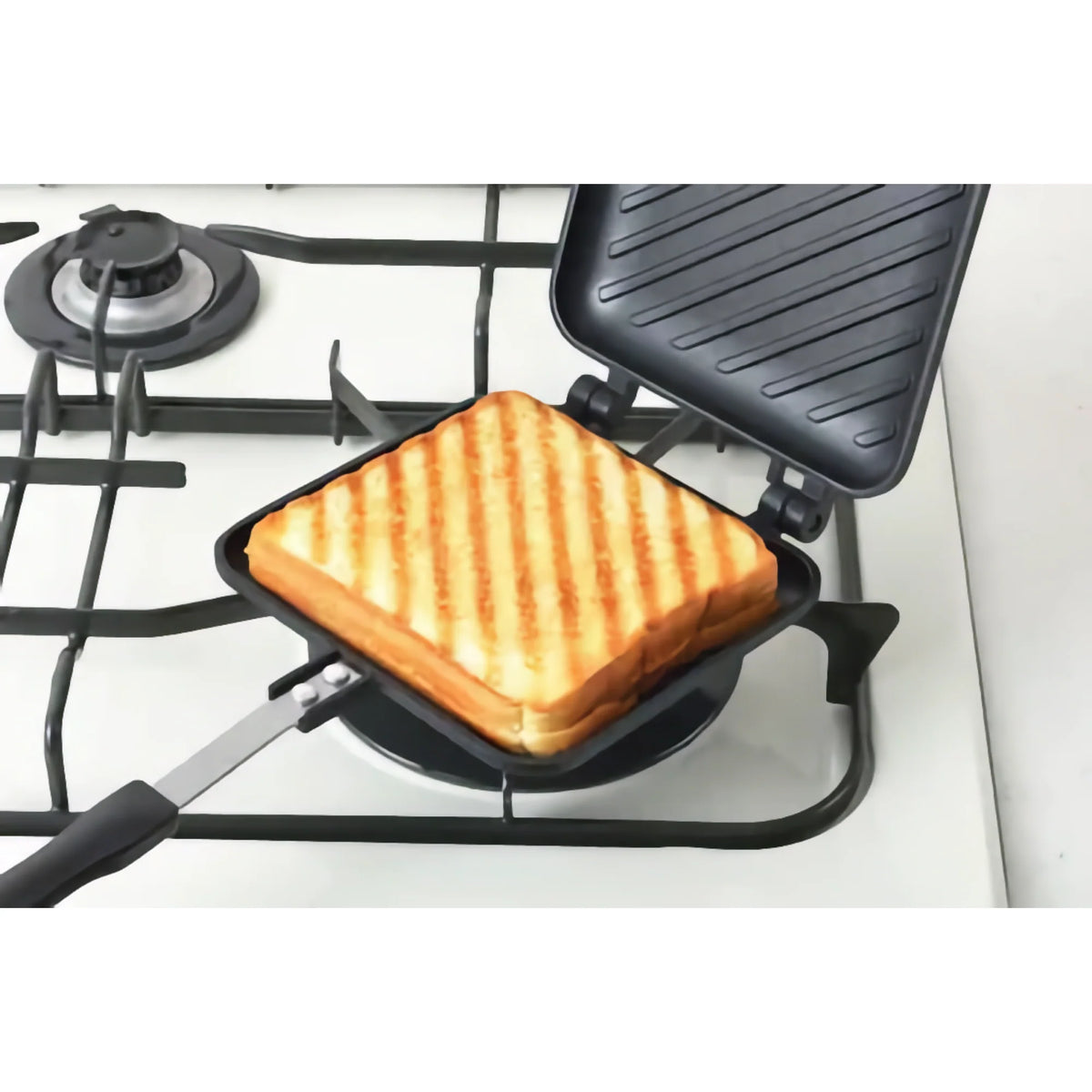 Yoshikawa Japanese Stovetop Sandwich Maker – Non-Stick Panini Press (Gas Stove Only)