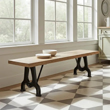 YORK Mango Wood Bench with Black Cast Iron Legs