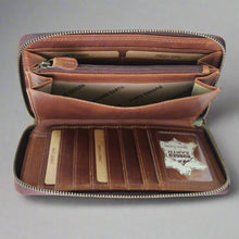 Portefeuille unisexe en cuir pleine fleur avec fermeture éclair Rugged Earth