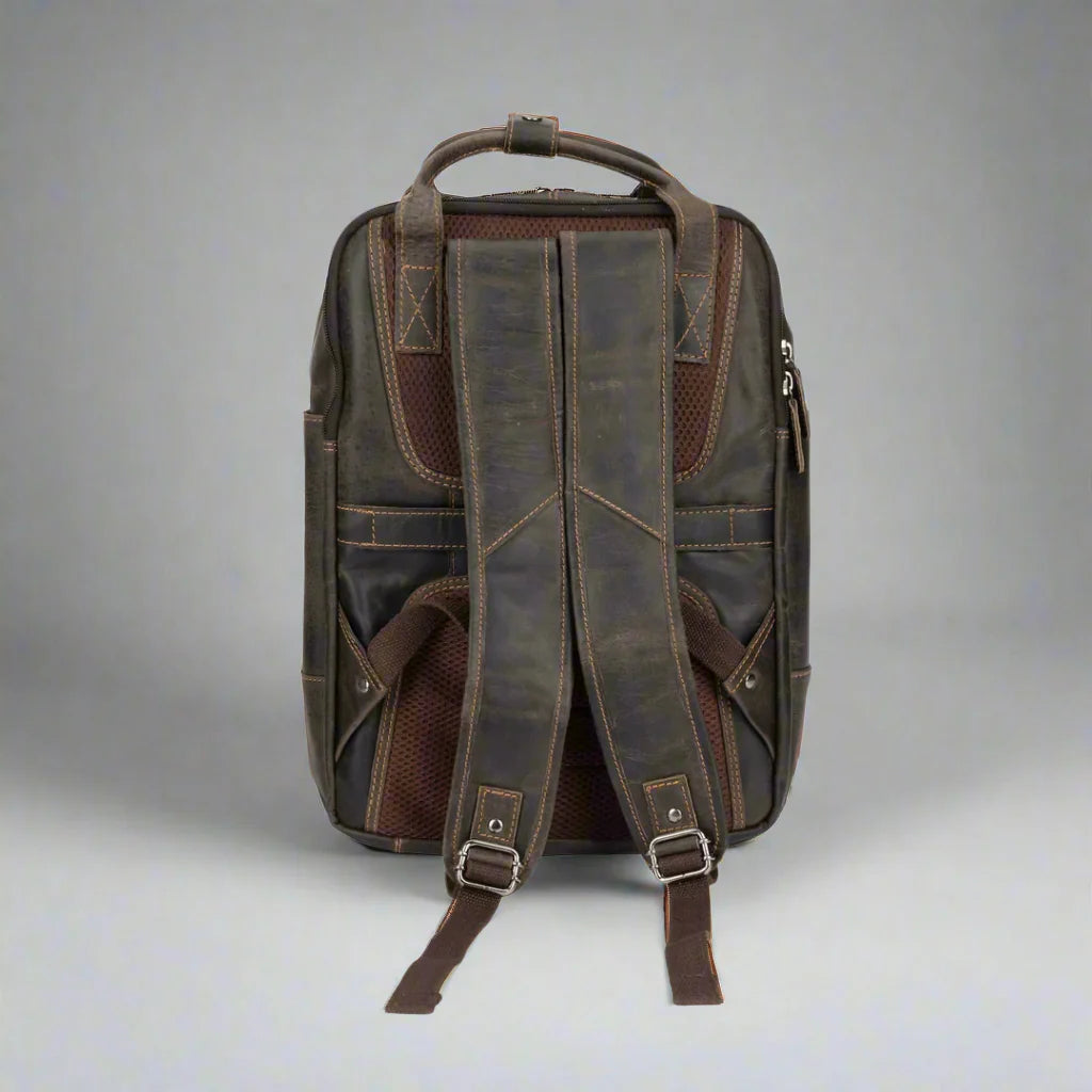 Sac à dos en cuir Greenwood avec compartiments renforcés pour ordinateur portable et tablette