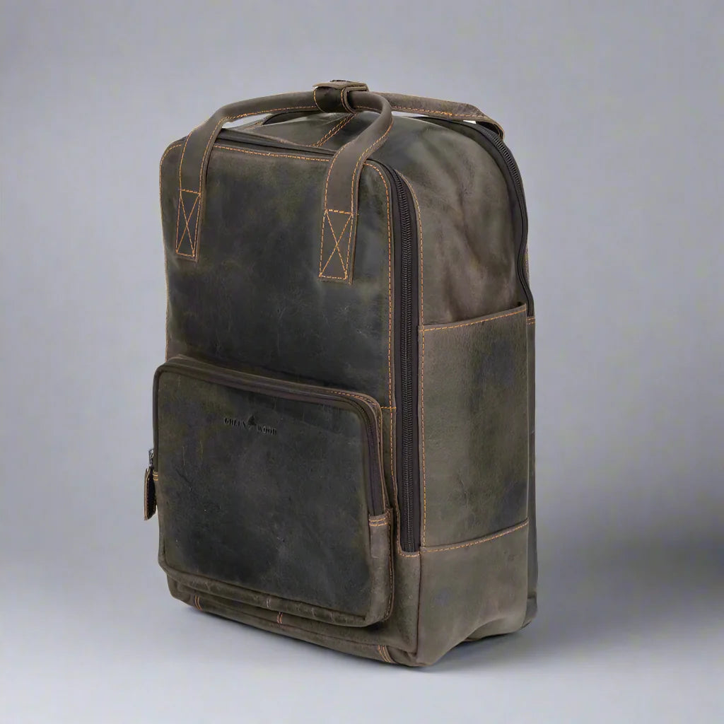 Sac à dos en cuir Greenwood avec compartiments renforcés pour ordinateur portable et tablette