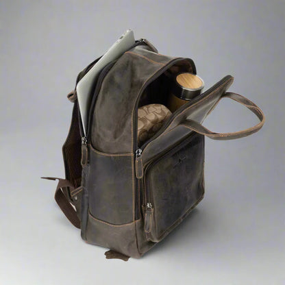 Sac à dos en cuir Greenwood avec compartiments renforcés pour ordinateur portable et tablette