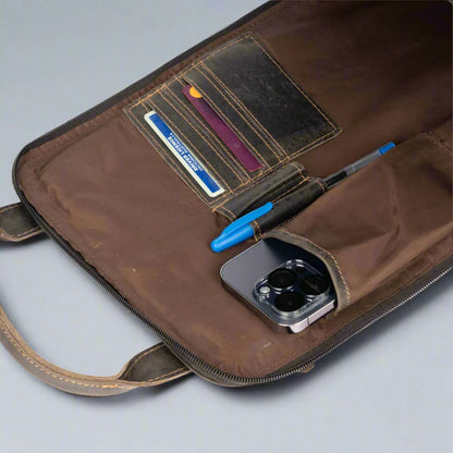 Sac à dos en cuir Greenwood avec compartiments renforcés pour ordinateur portable et tablette